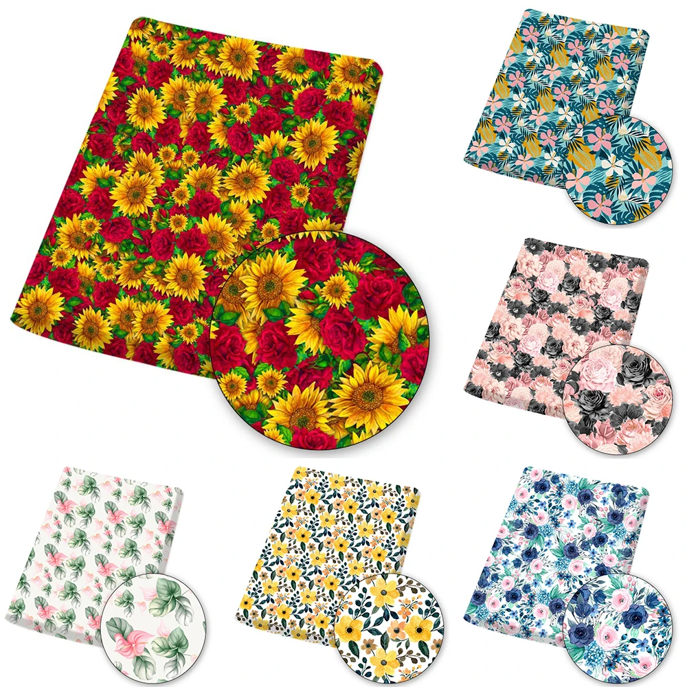 

Polyester Cotton Fabric By Yards Flowers Printed Breathable Cloth Sheets for Sewing Dress Making DIY Craft Material 45*145cm 1pc