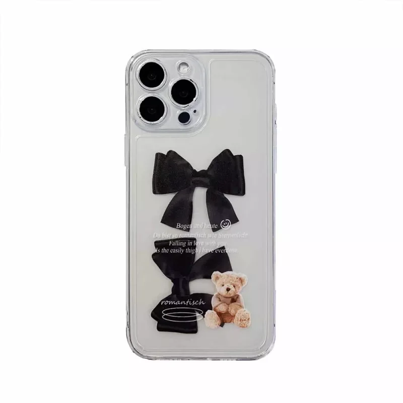 

Korea Cartoon Phone Case for iPhone 13 12 11 Pro Max Bow Tie Case Aanti-fall Air Cushion Border for iPhone 13 12 Mini Case