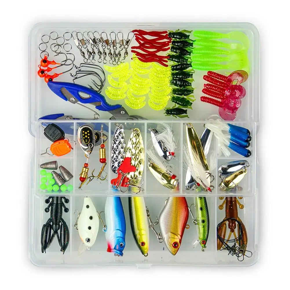 Enlarge 120Pcs Lure Fishing Bait Set With Transparent Box Artificial Bait Fishing Accessory For Freshwater Saltwater