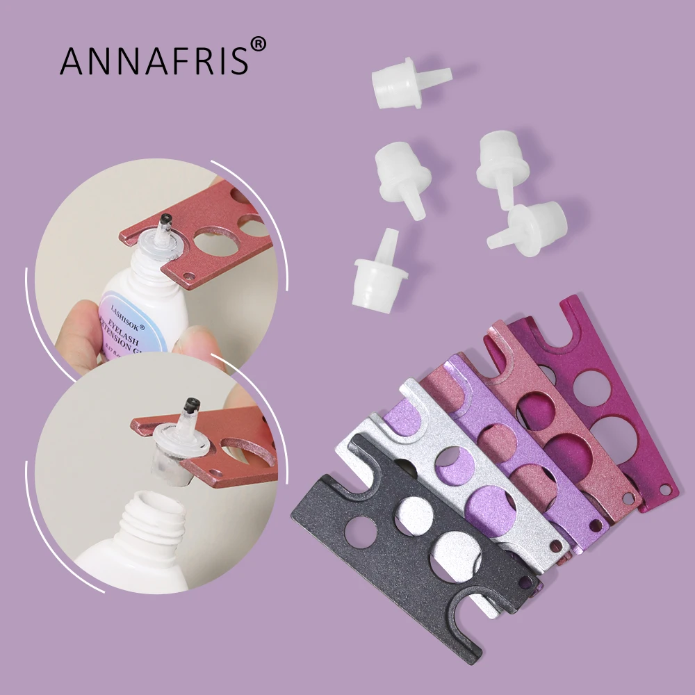 ANNAFRIS Stainless Steel Bottle Opener Nozzle Lash Glue Caps Remover Tool Universal Eyelash Glue Replacement Bottle Mouth Head