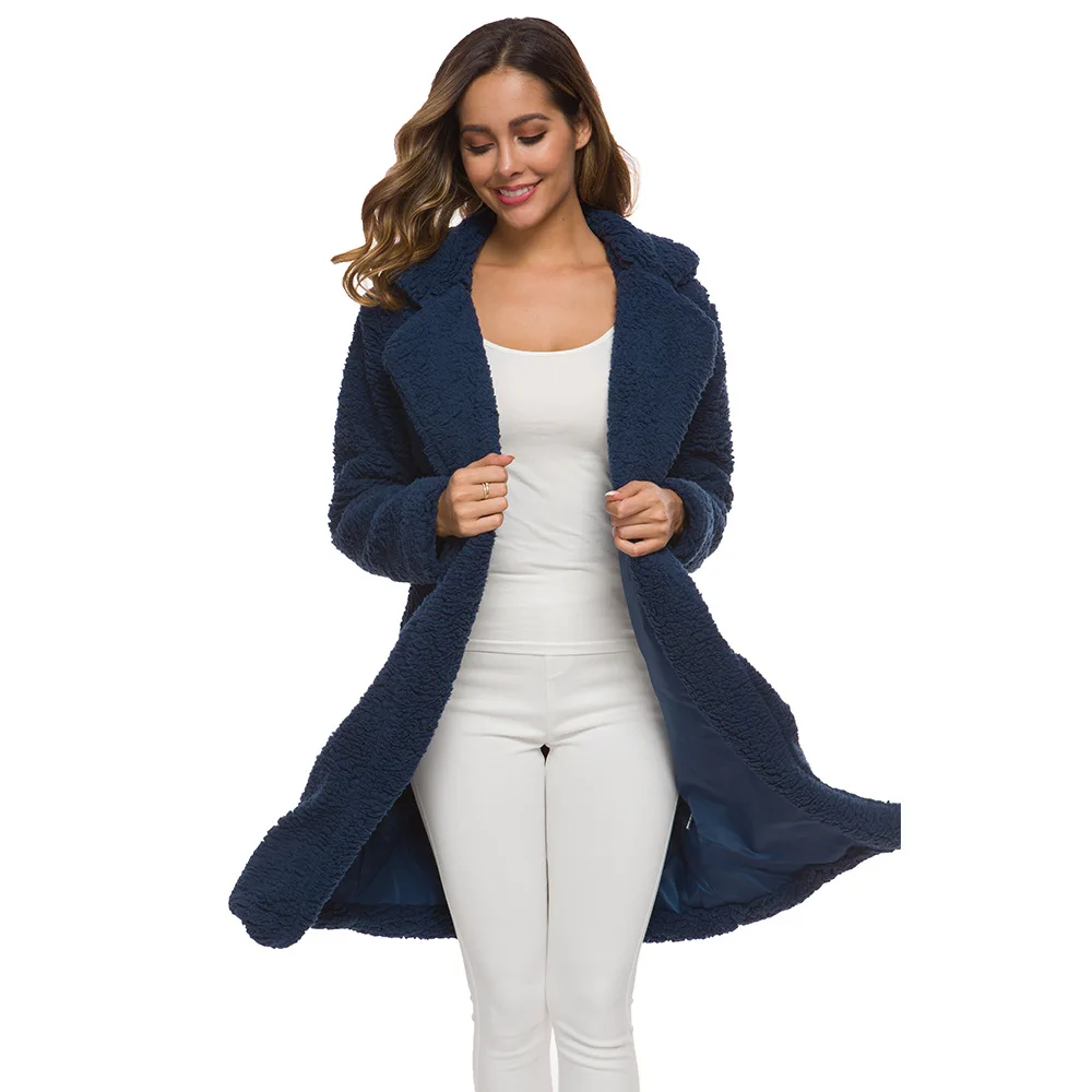 Cotton-padded Jacket Womens Lambswool Autumn and Winter Long Lambswool Coat for Women