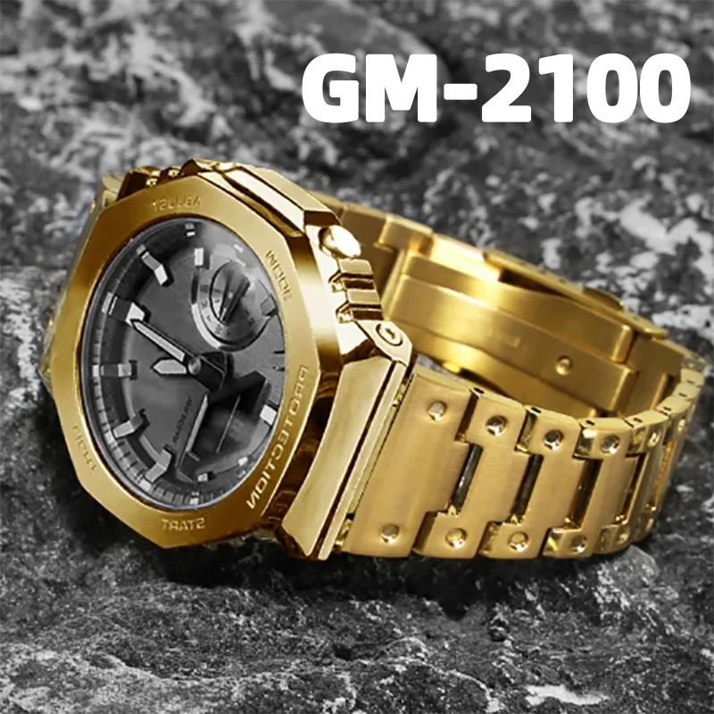 Фото Стальной ремешок и корпус GM-2100 для часов Casio G-Shock: Модификация корпуса, металлический ободок и ремешок для серий GM2100 GBM-2100 №1