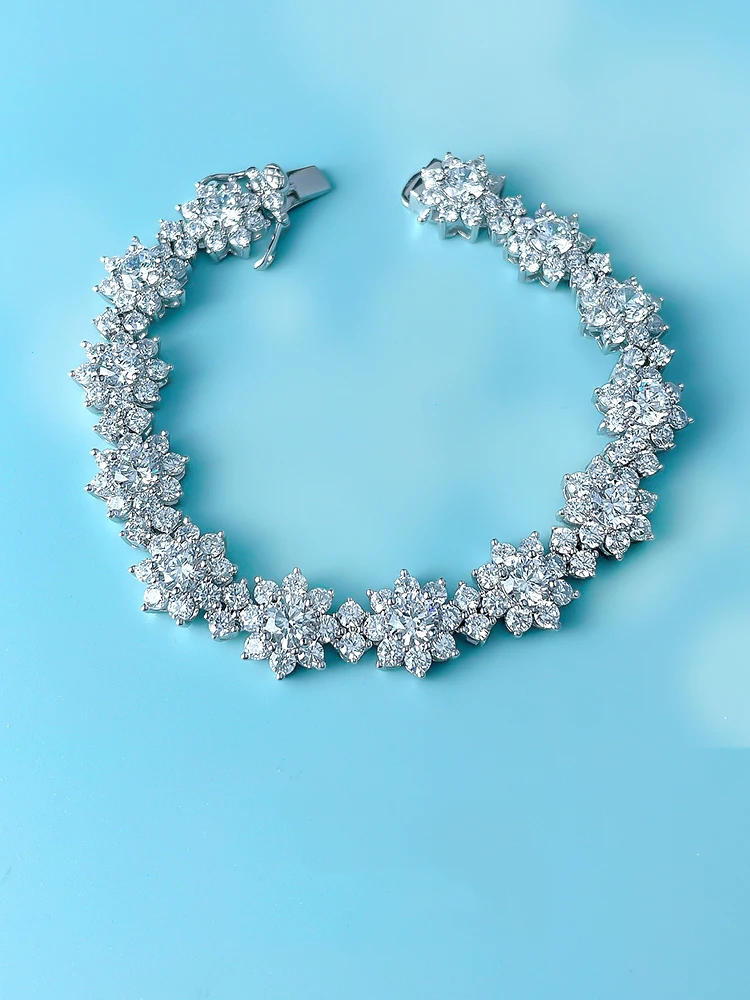 Модный Браслет Из Стерлингового Серебра 925 Пробы С Имитацией Бриллиантового