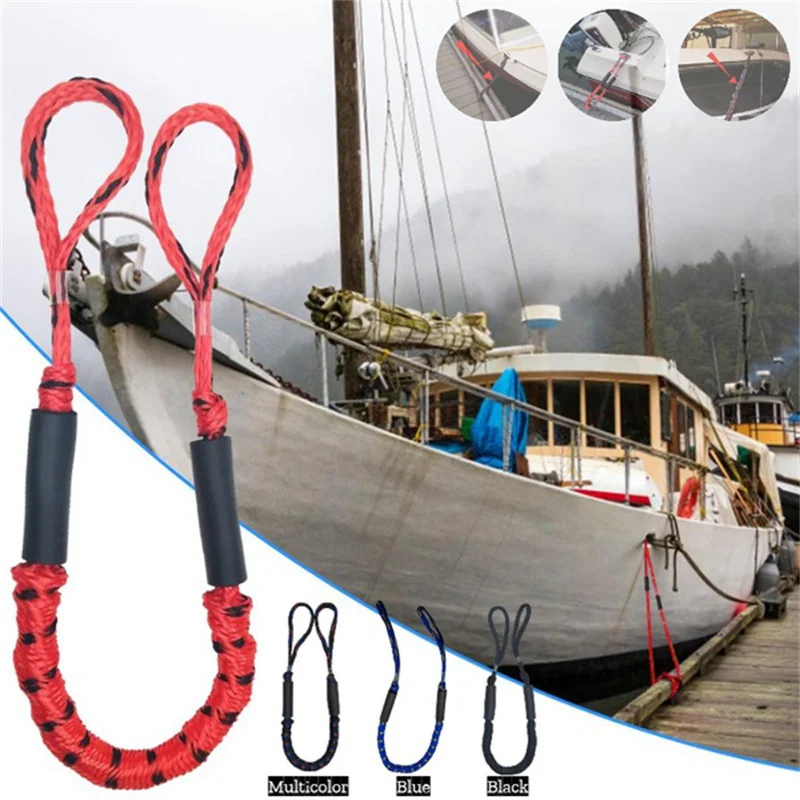 2pcs Safety Dock Mooring Ropes 4FT Elastic Stretchable Kayak Docking Ropes Boat Accessories