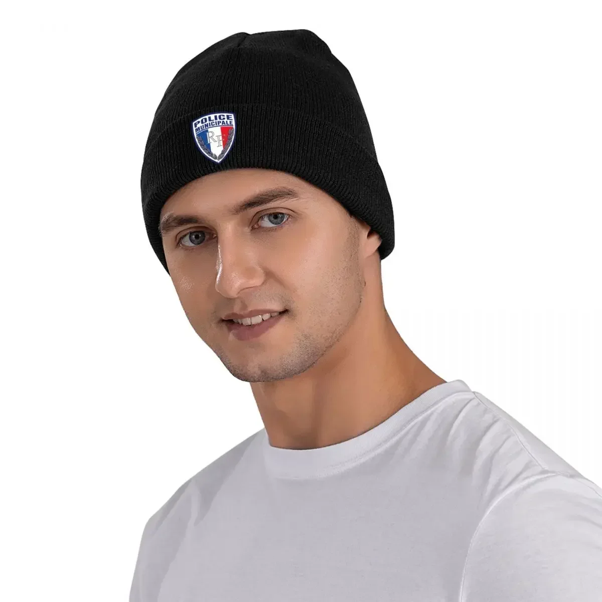 FRENCH MUNICIPAL ПОЛИЦИЯ ЗНАКИ Теплая вязаная шапка Модная шапка-капот Осень-зима