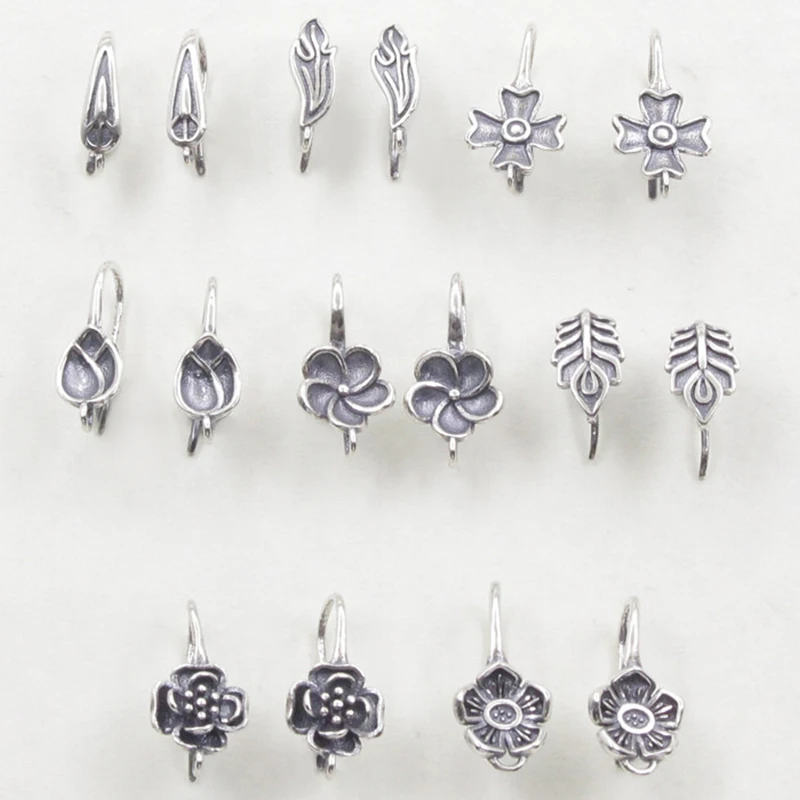 

1pair 925 Sterling Silver Vintage Leaves Flowers Earring Findings Clasps Hooks Fittings DIY Jewelry Making Supplies Accessories