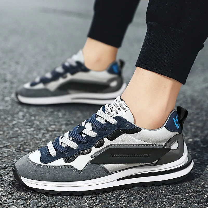 Мужские кроссовки на шнуровке классическая спортивная обувь для бега и ходьбы