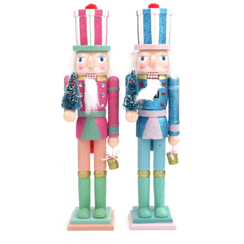 

Christmas Decoration Glitter Wood Nutcrackers Soldier Figurine Puppet Ornaments