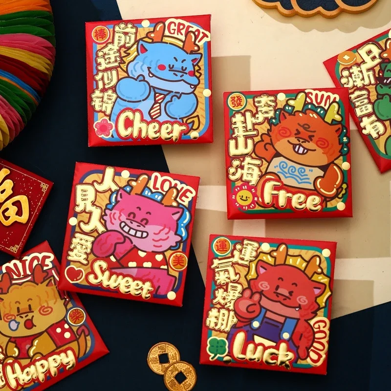 

Chinese New Year Dragon Red Envelopes Lucky Money Red Pocket for Spring Festival Wedding Red Packets Birthday Gifts Hongbao