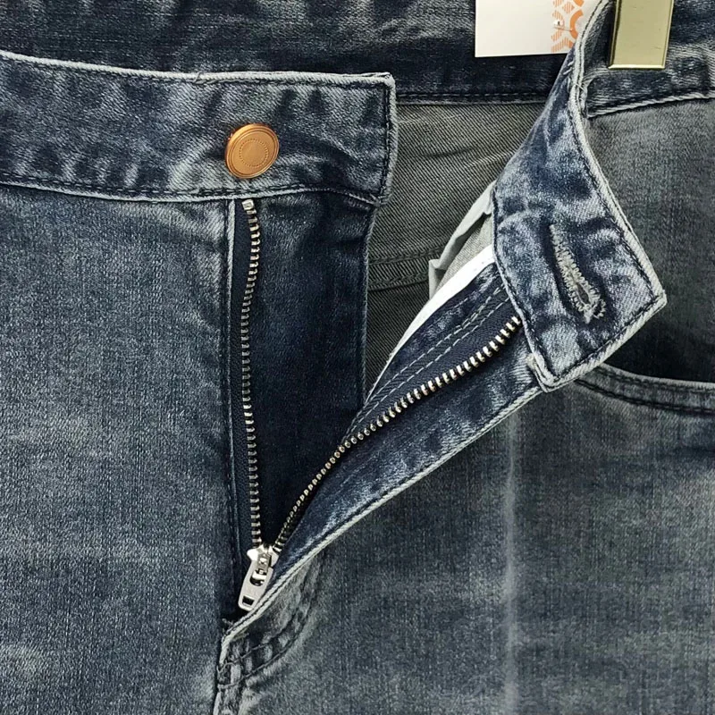 Luxury Brand H Men's Jeans High Quality Washed Mid-Waist Trousers Korean Style Fashion Casual Straight Male Denims Pants