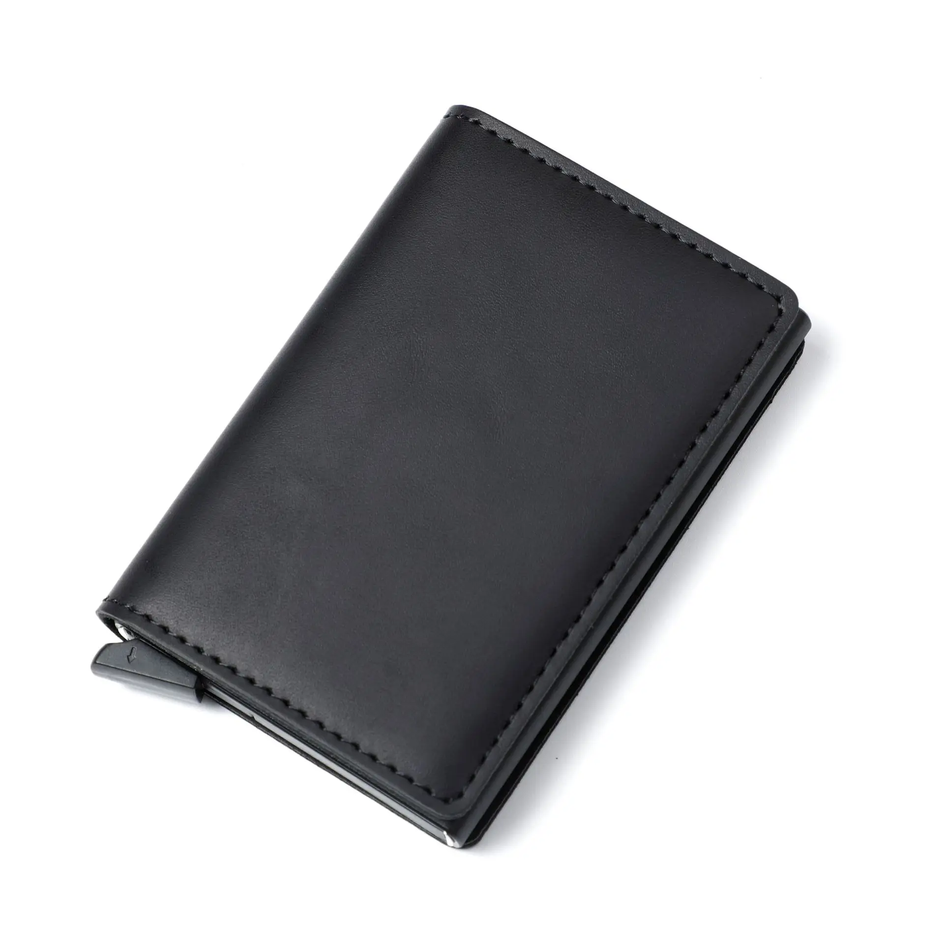 

Горячая Распродажа, мужской Алюминиевый бумажник для карт, Rfid, высококачественный бумажник из искусственной кожи, минималистичный бизнес, выдвижной бумажник для карт