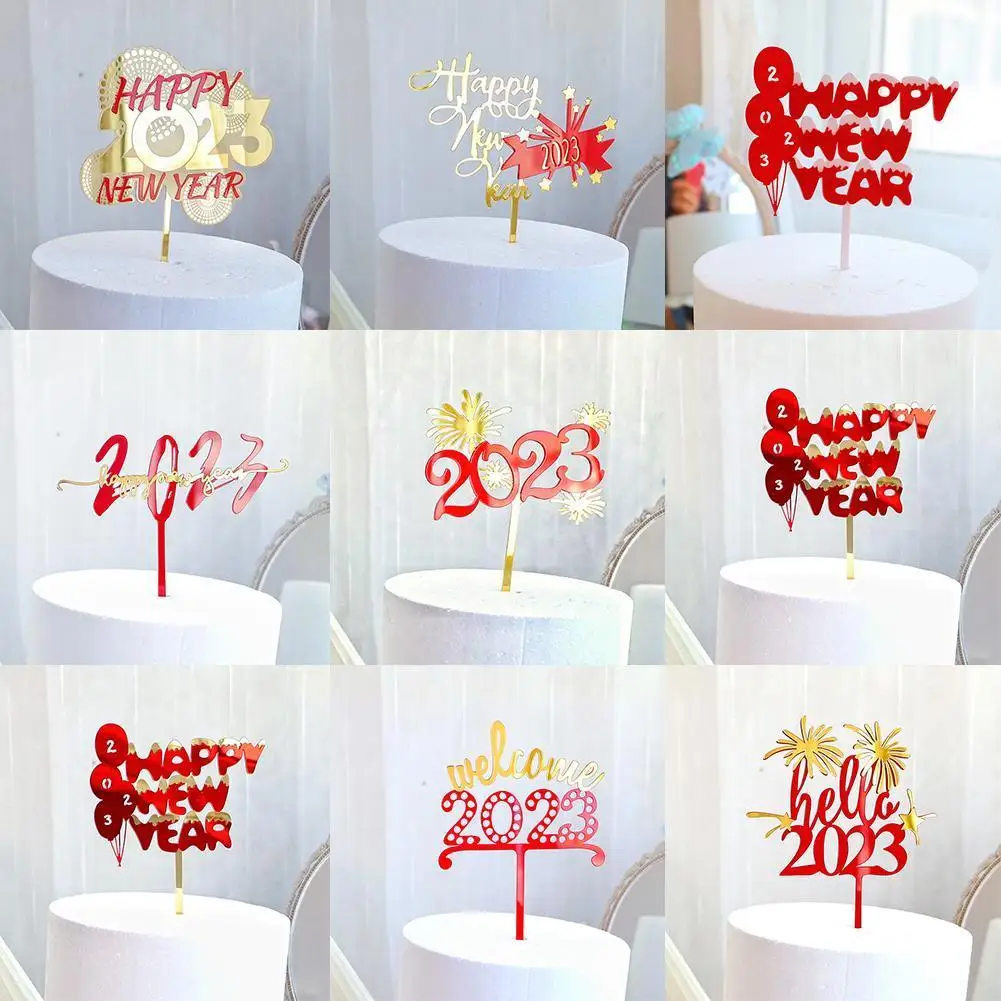 

2023 Happy New Year Cake Toppers Acrylic Merry Christmas Cake Topper For Family 2023 New Year Party Cake Toppers Decoration T5y9