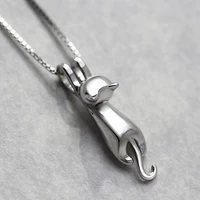 new vintage silver plated cat pendant necklaces for women kitten fashion jewelry link chains daily wear party gift wholesale