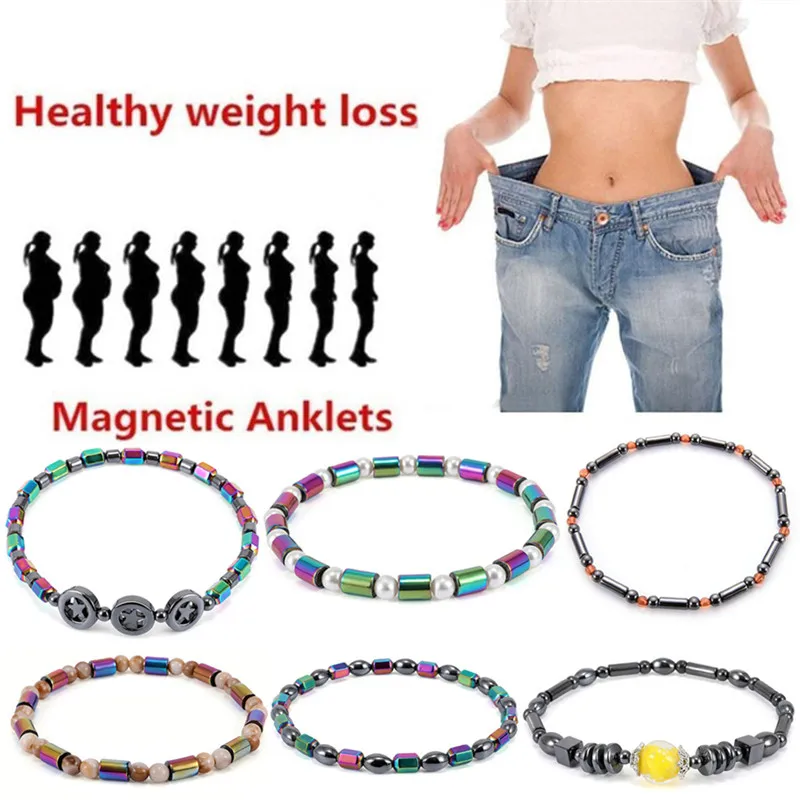 

Colorful Weight Loss Hematite Magnet Anklet Stone Magnetic Therapy Bracelet Chain Anklet Weight Loss Product Body Slim Jewelry