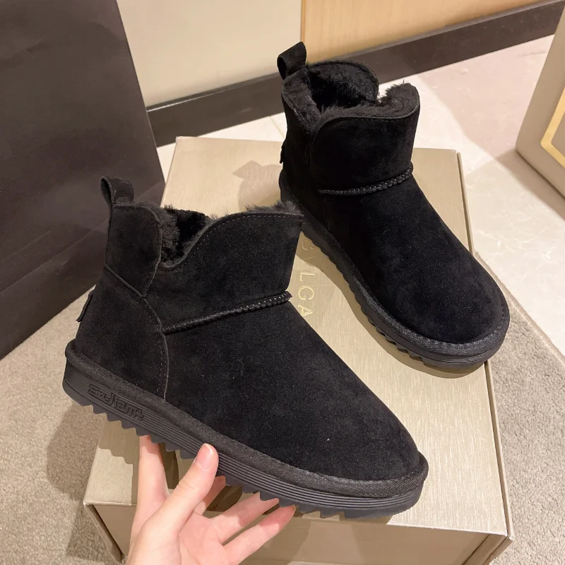 

Брендовая женская обувь, австралийские ботинки, зимняя обувь с круглым носком, ботинки на плоской подошве, женские модные зимние ботильоны ...