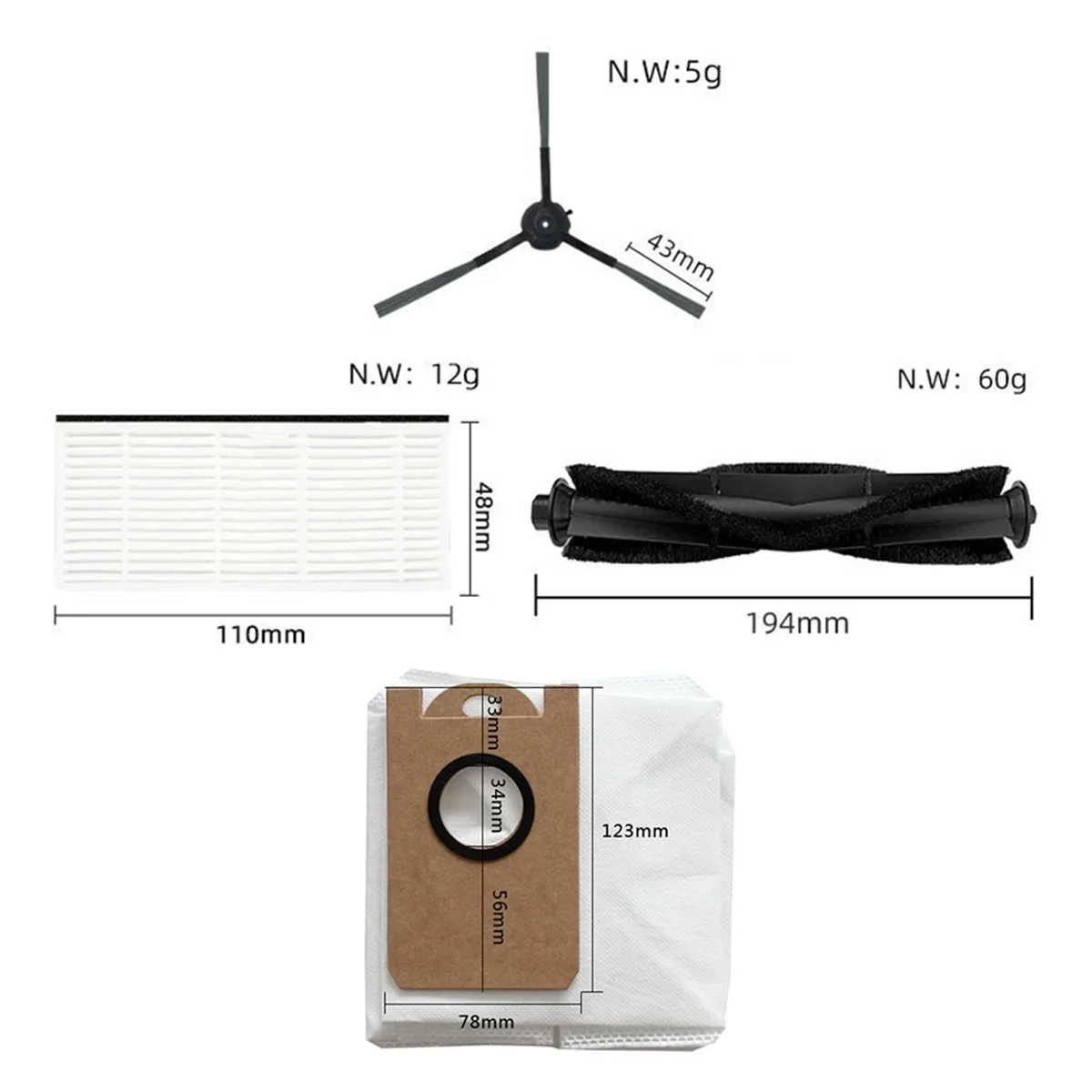 Для робота-пылесоса Proscenic M9 основная боковая щетка фильтр Hepa швабра тканевые