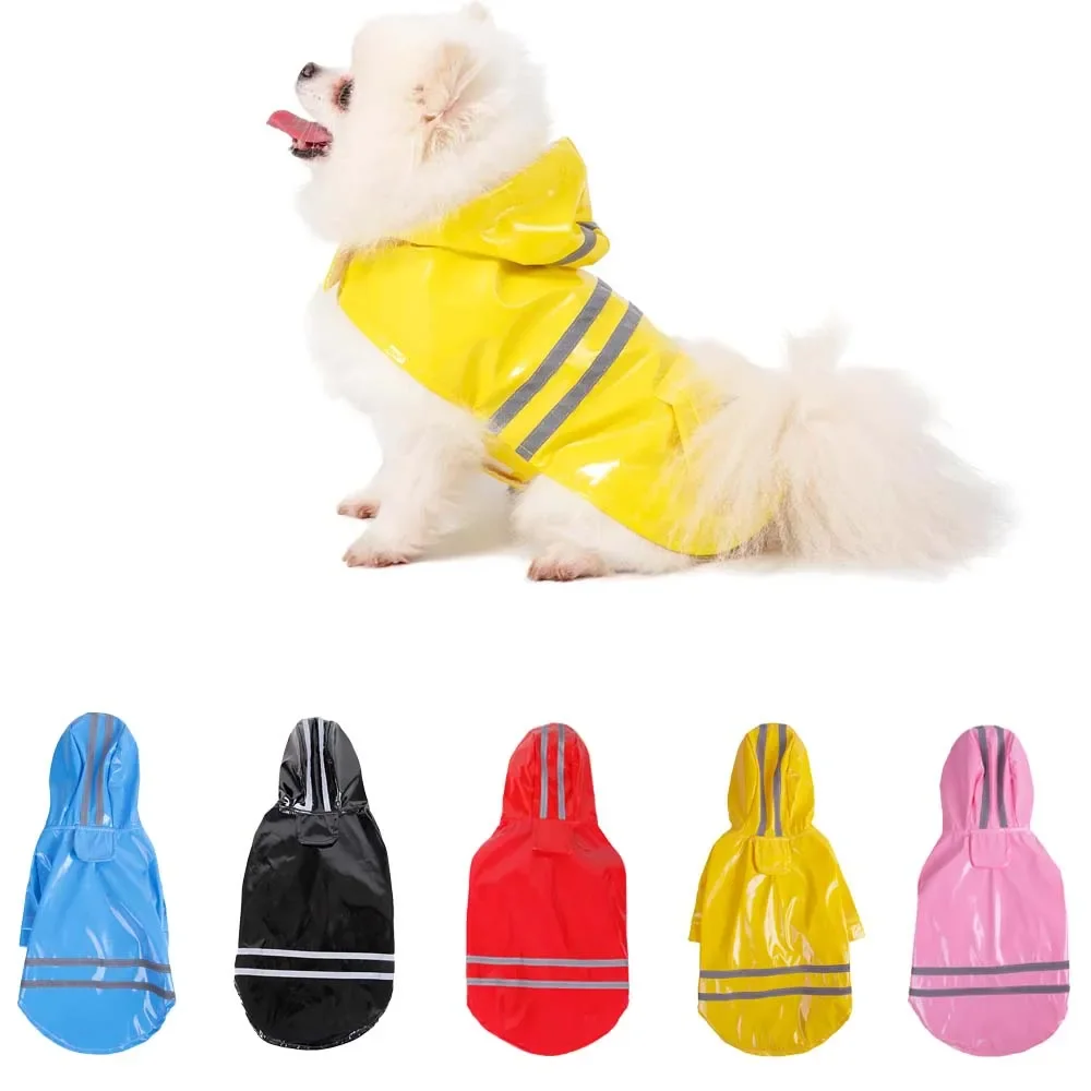 

Dog Clothes Hooded Raincoats Reflective Strip Dogs Rain Coat Waterproof Jackets Outdoor Breathable Clothes For Puppies Raincoat