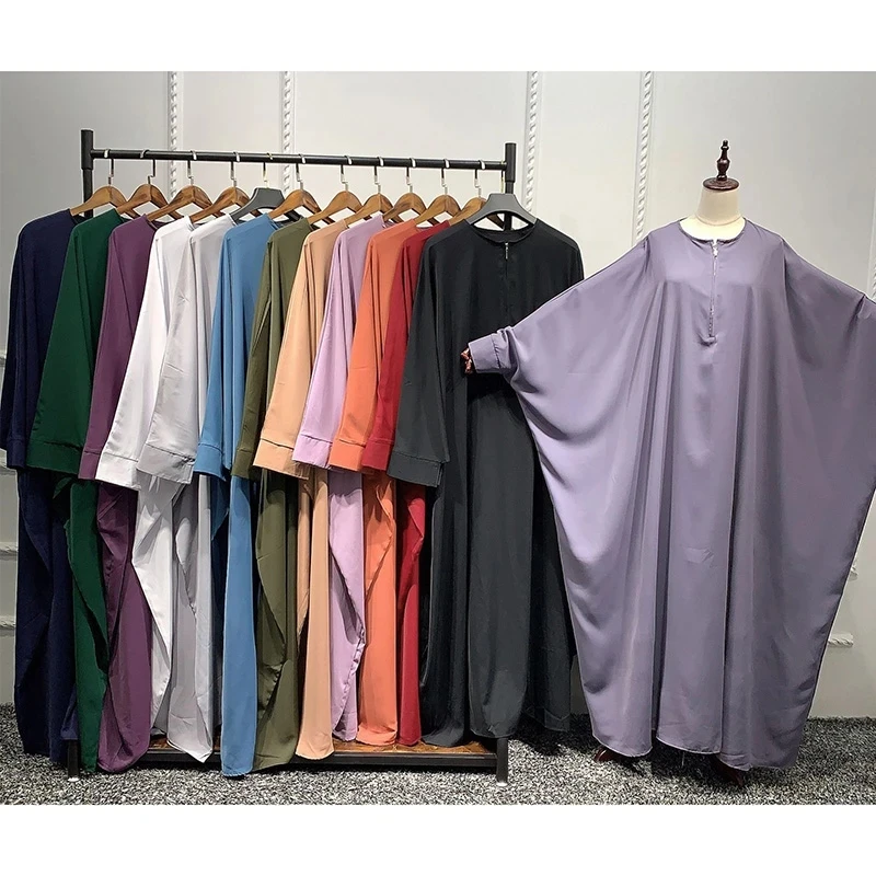 Butterfly Abaya High Quality Nida Wtih Zipper Front EID Muslim Islamic Clothing Women Plus Size Ramadan Robe Long Prayer Dress