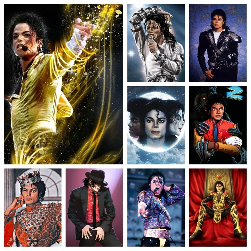 

King Of Pop Michael Jackson Diamon Painting AB Full Square Drills Famous Dancer And Singer Mosaic Cross Stitch Room Decor