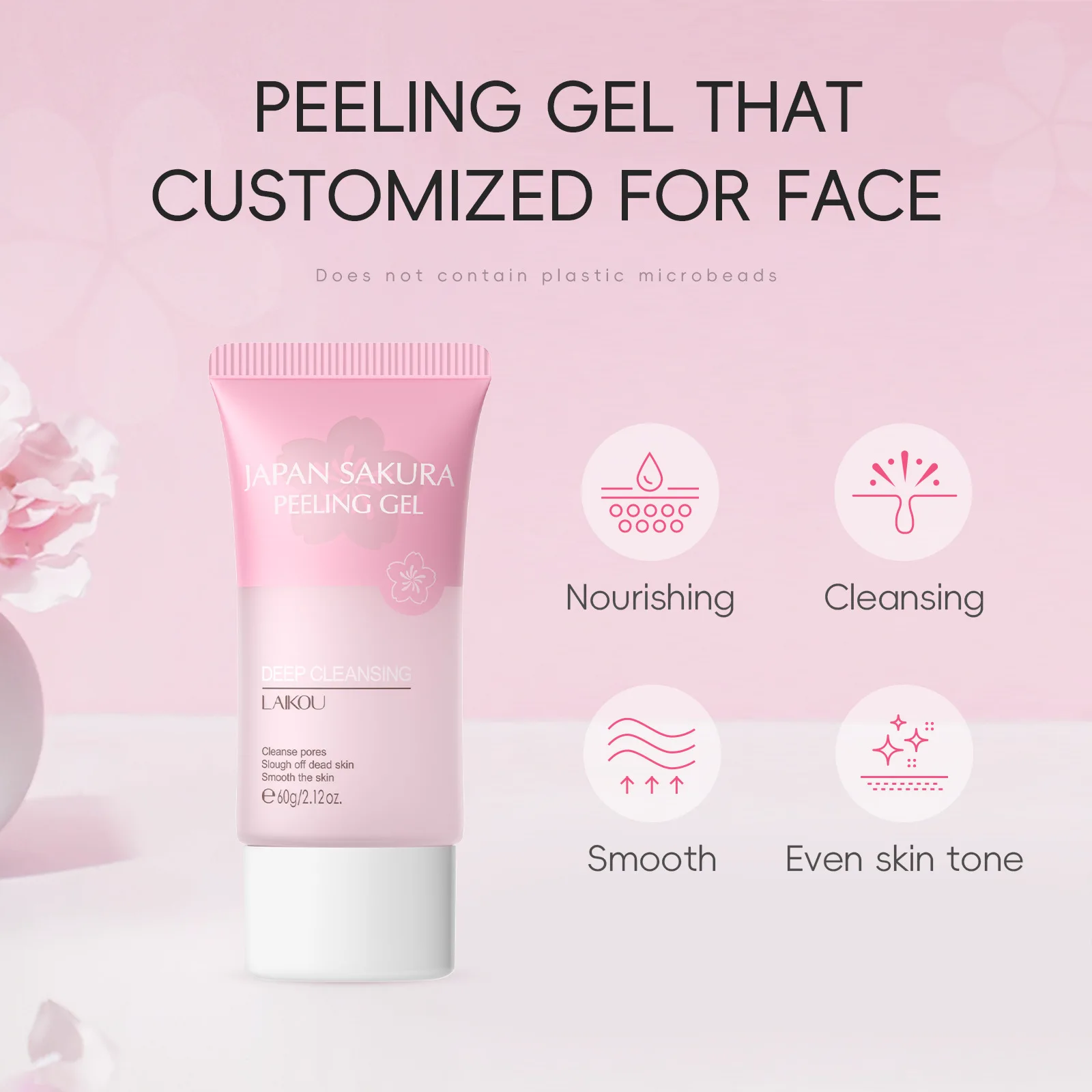 Фото LAIKOU Япония Сакура Отшелушивающий отшелушивающий гель-пилинг Скраб для лица Увлажняющий питательный восстанавливающий скраб Крем для лица Уход за кожей №2