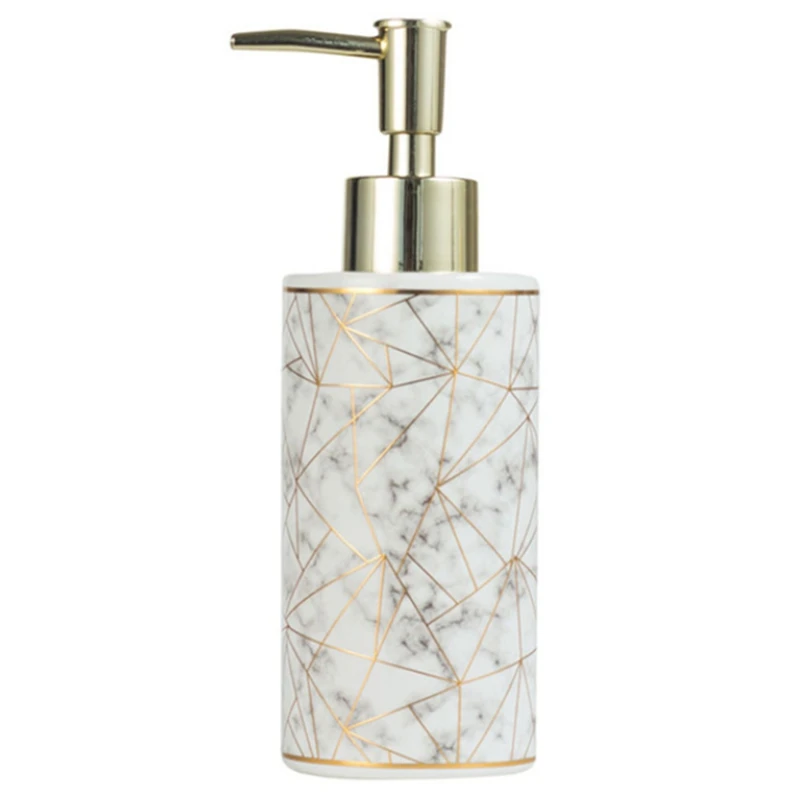 

300Ml Stylish Hotel Bathroom Marble Ceramic Lotion Shampoo Liquid Soap Dispenser Pump Storage Bottle