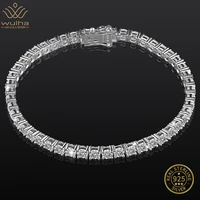 wuiha 925 sterling silver white gold plated 5mm real moissanite tennis charm bracelets with gra for women men gift drop shipping