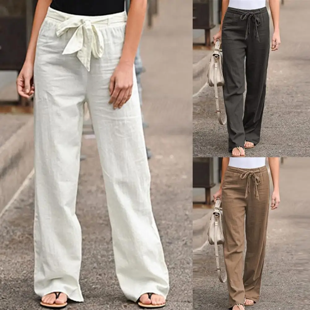 

Quick Drying All-matched Elastic Waist Thin Women Trousers for Daily Wear
