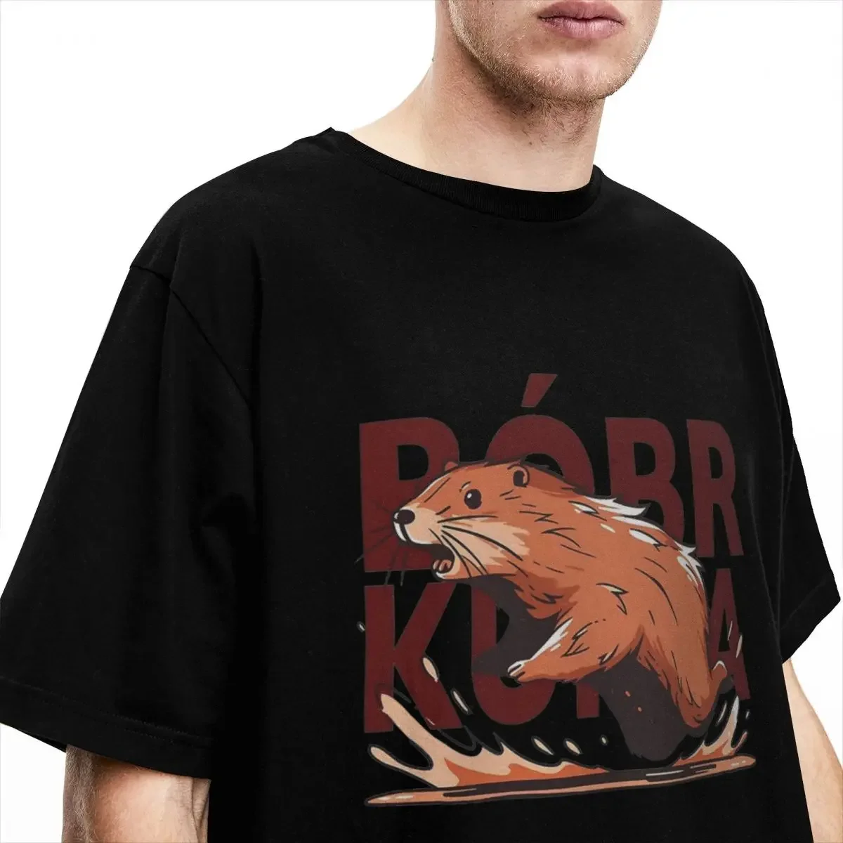 Забавные мужские футболки Kurwa Bobr Bober Meme хлопковая Футболка с юмористическим