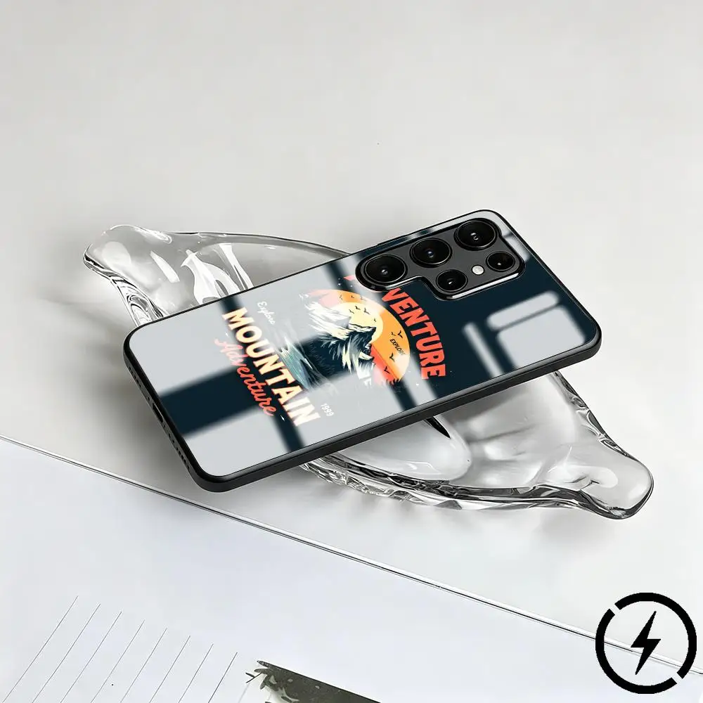 Фото Модный чехол для телефона с горным принтом для Samsung S26 S25 S24 S23 S22 S21 S20 Plus Ultra Note20, стеклянный магнитный чехол №2