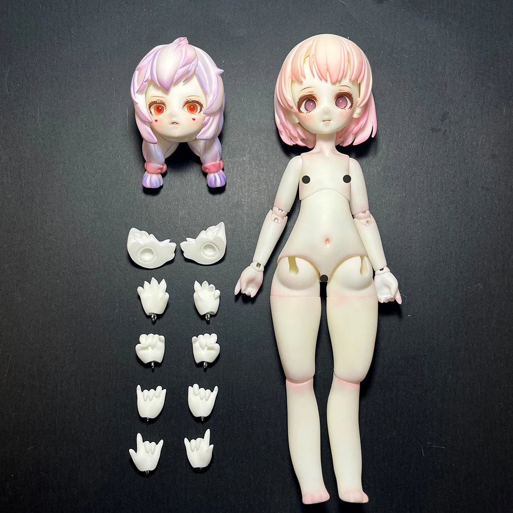 GaoshunBJD 1/6 sio2 Arc puppet cat resin wig two face Multiple play methods Comic style toy present