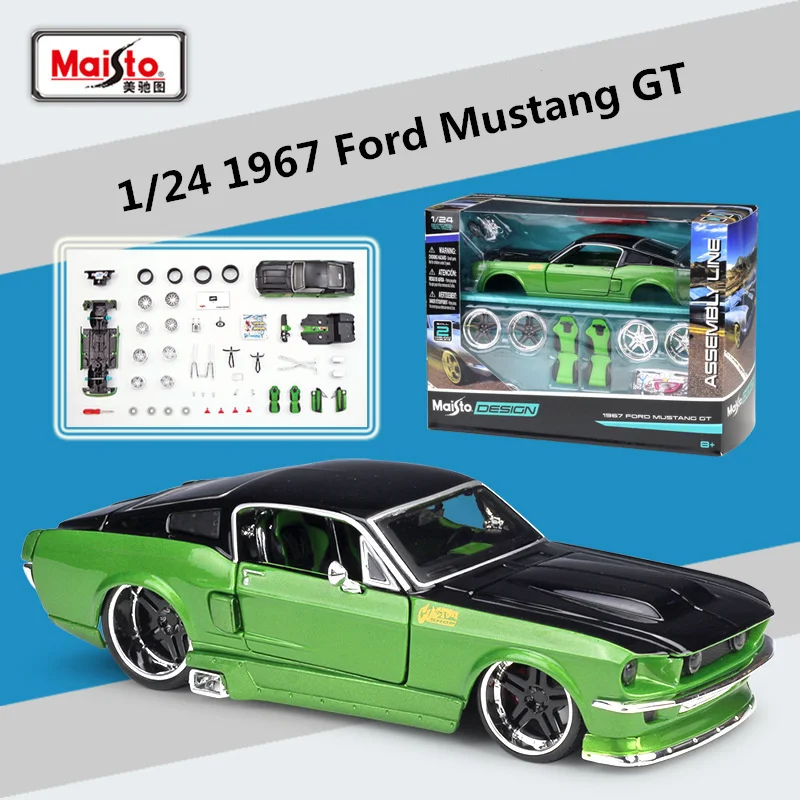 

Сборная модель спортивного автомобиля Maisto 1:24 1967 Ford Mustang GT, Литые металлические игрушки, Модель гоночного автомобиля, детские подарки