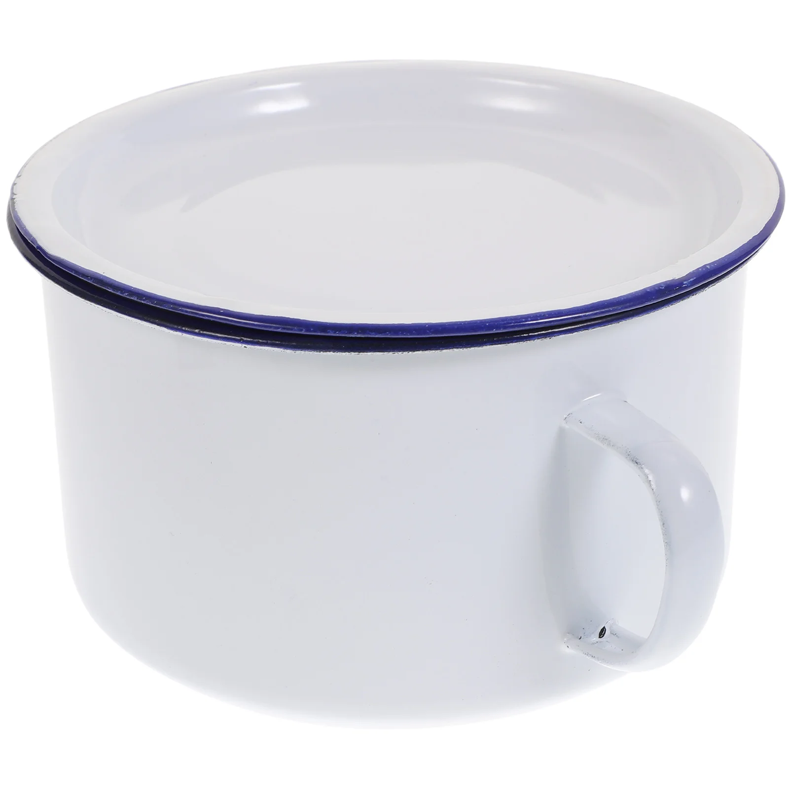 

Soup Bowl Lid Vintage Enamel Chinese Ramen Big Mug Food Prep Container Cover Instant Noodle