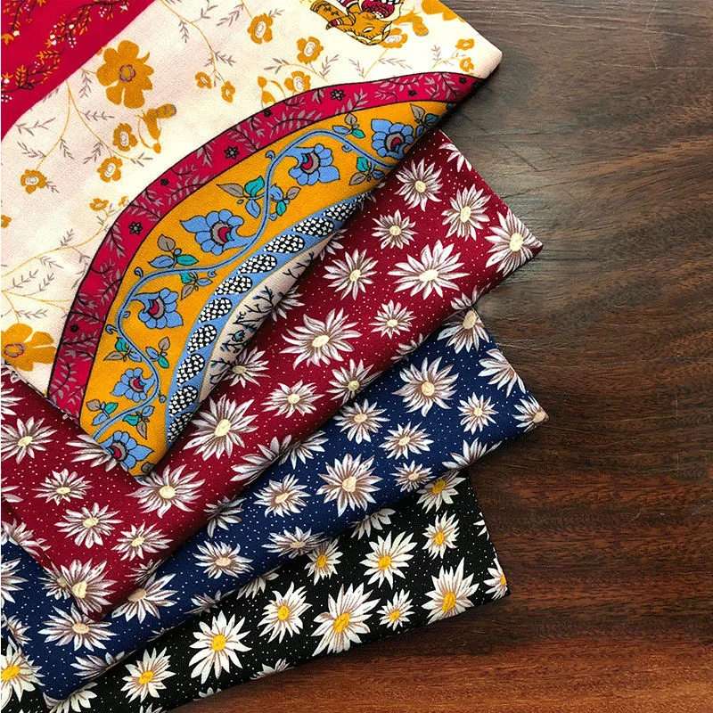 1 метр X 4 метра Вискозная ткань с цифровым принтом Материал платья Роза Цветочный