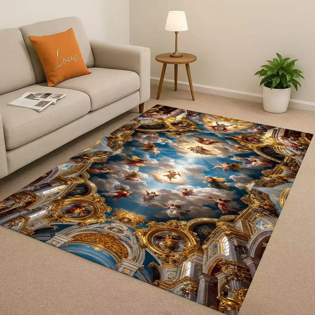 HD Нескользящий ковер в стиле барокко с изображением ангела Купидона для гостиной, мягкий ковер для спальни, дивана, легко чистый домашний коврик для детей
