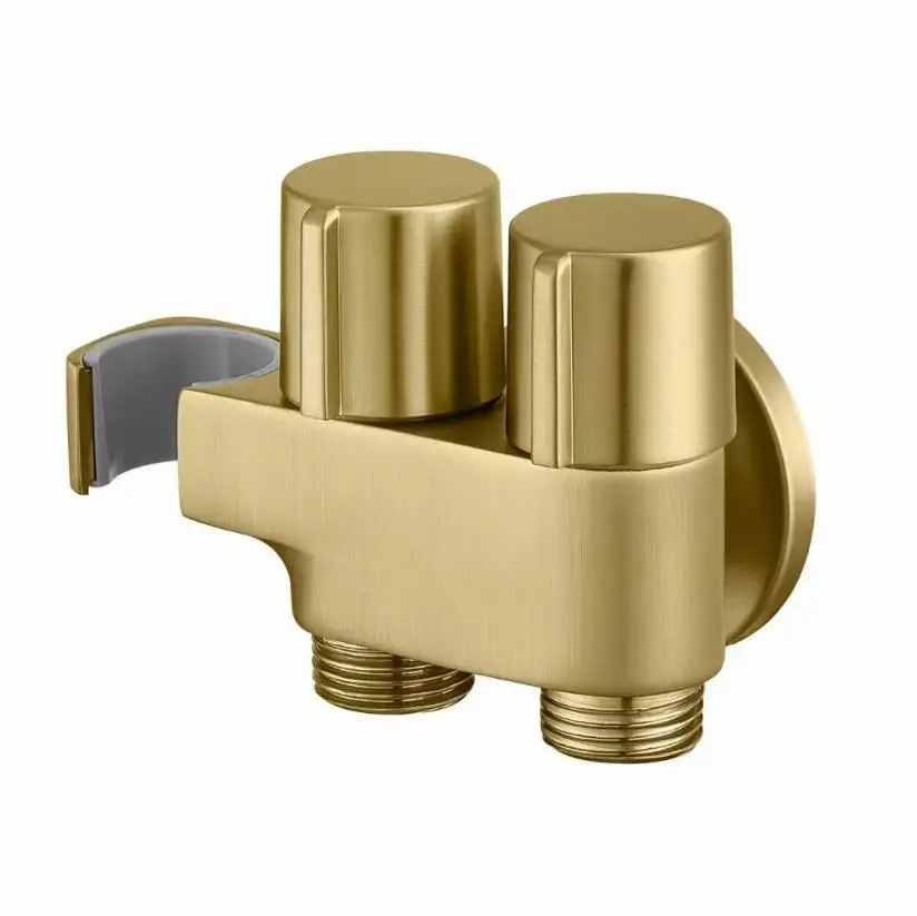 

Однотонный латунный матовый золотой или темно-серый угловой клапан для биде с 1 входом и 2 выходами и держателем для биде BD234