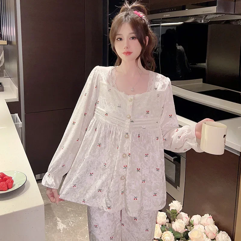 Pleuche женский осенне-зимний утолщенный бархатный пижамный комплект из