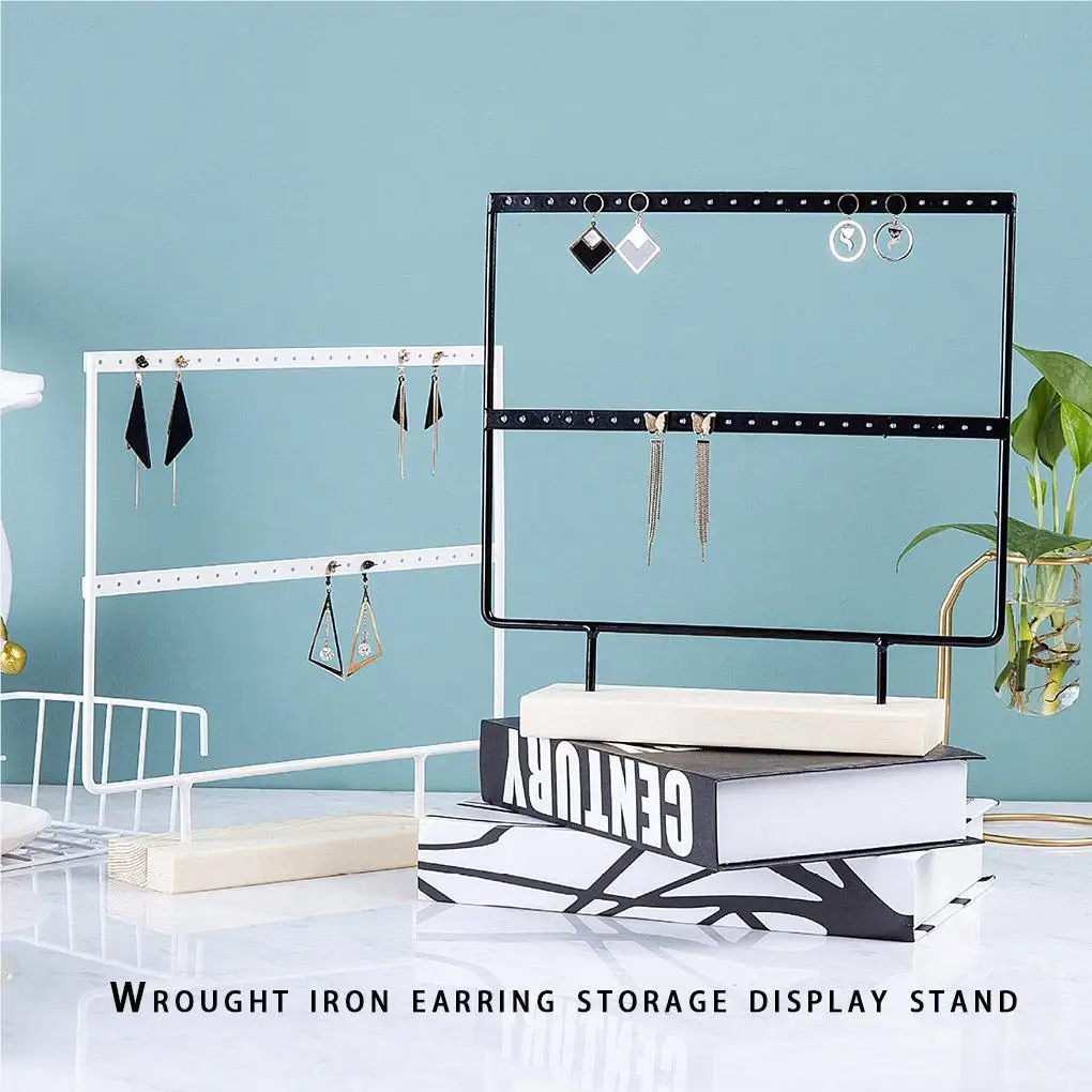 

Women Earring Hanging Stand Pendant Ear Studs Holder Display Rack Jewelry Organizer Large 2-tier 44 Holes