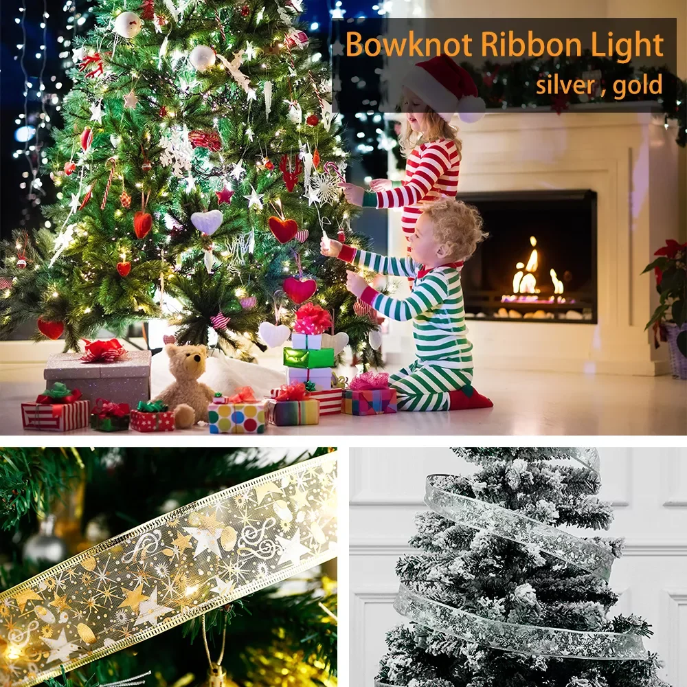 

JMT Christmas Decoration 1M/2M/5M Fairy Christmas LED Lights Ribbon Battery Operated String Lights Navidad New Year Hanging Deco