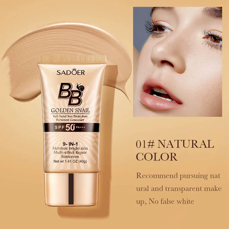 Фото SPF50 + Золотая улитка, солнцезащитный крем, BB-крем, отбеливающая основа, консилер, увлажняющий, долговечный, равномерный тон кожи, основа для макияжа, праймер №1