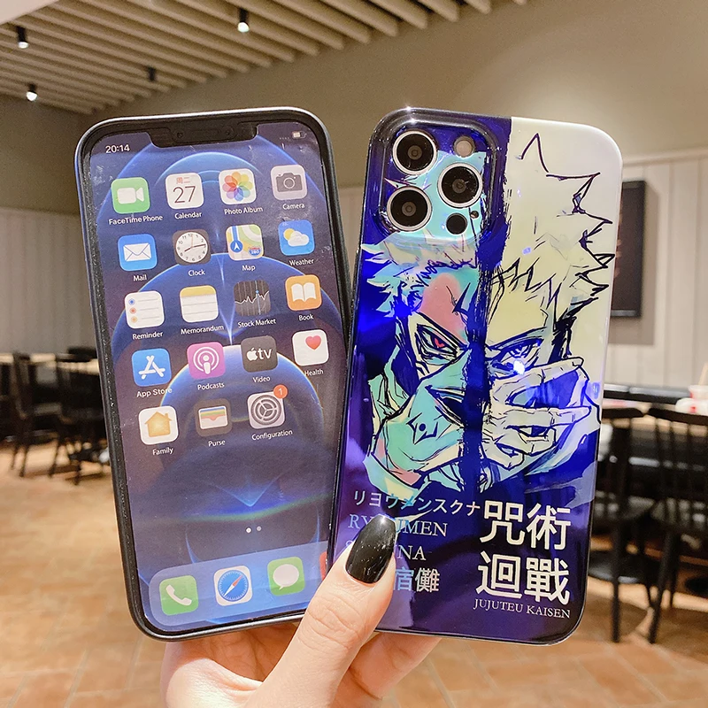Cool Japan Anime Jujutsu Kaisen Ryomen Sukuna Phone Case for Iphone 14 13 12 11 Pro Max XS XR  8 Plus Blu-Ray Soft Silicon Cover