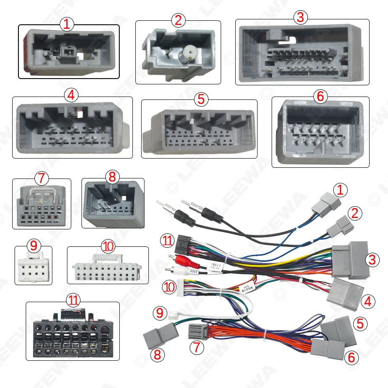LEEWA Car 16pin Audio Wiring Harness With Canbus Box For Honda Spirior Aftermarket Stereo Installation Wire Adapter |