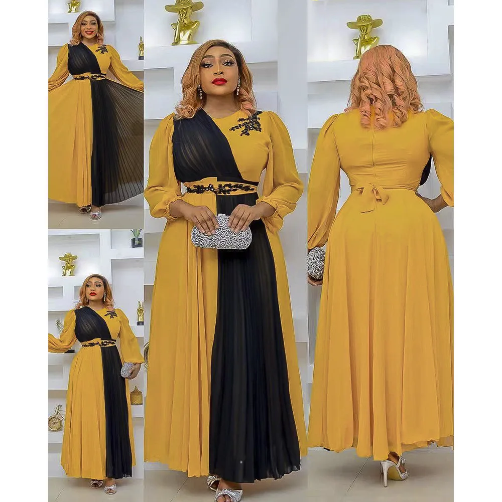 

Plus Size African Party Dresses for Women 2022 New Summer Chiffon Long Maxi Dress Elegant Kaftan Muslim Gown Ladies Clothing