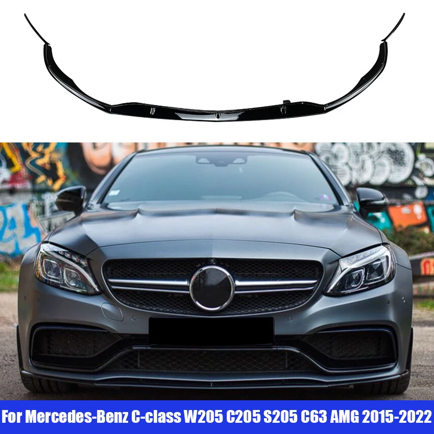 Автомобильный передний бампер для губ Диффузор спойлер блеск черный для Mercedes-Benz C-class W205 C205 S205 C63 C63s только AMG 2015-2022