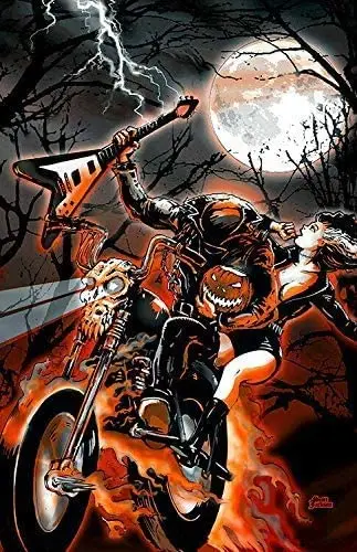 

Headless Horseman Poster Halloween Sleepy Hollow Biker Metal Sign Bar Pub Home Retro Wall Decoration Man Cave 12X16 inch