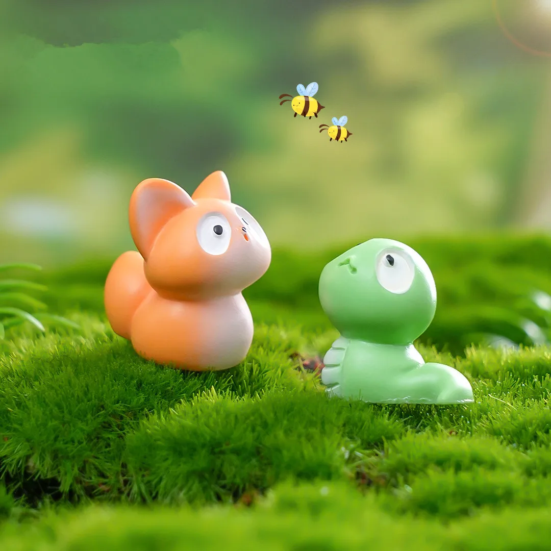 Миниатюрная фигурка милая мини-свинья лиса кошка змея животные смоляные