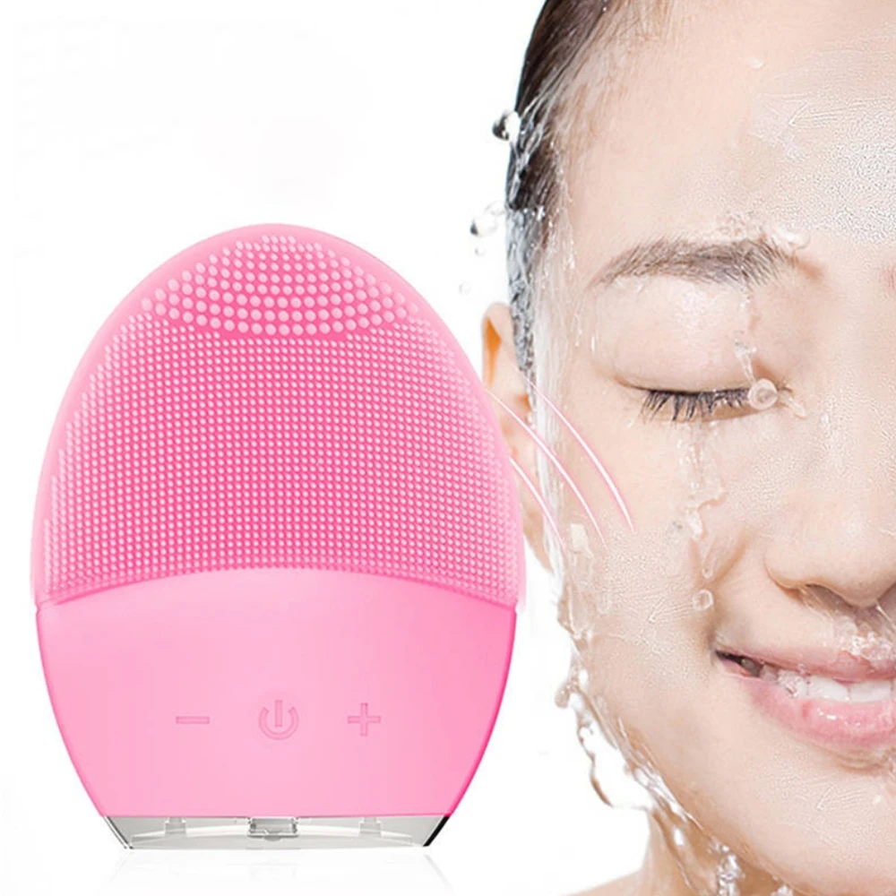 

Electric Silicone Facial Brush Cleansing Massager Face Brush Vibration Sonic Cleanser Deep Pore Scrubber Skin Care Tools