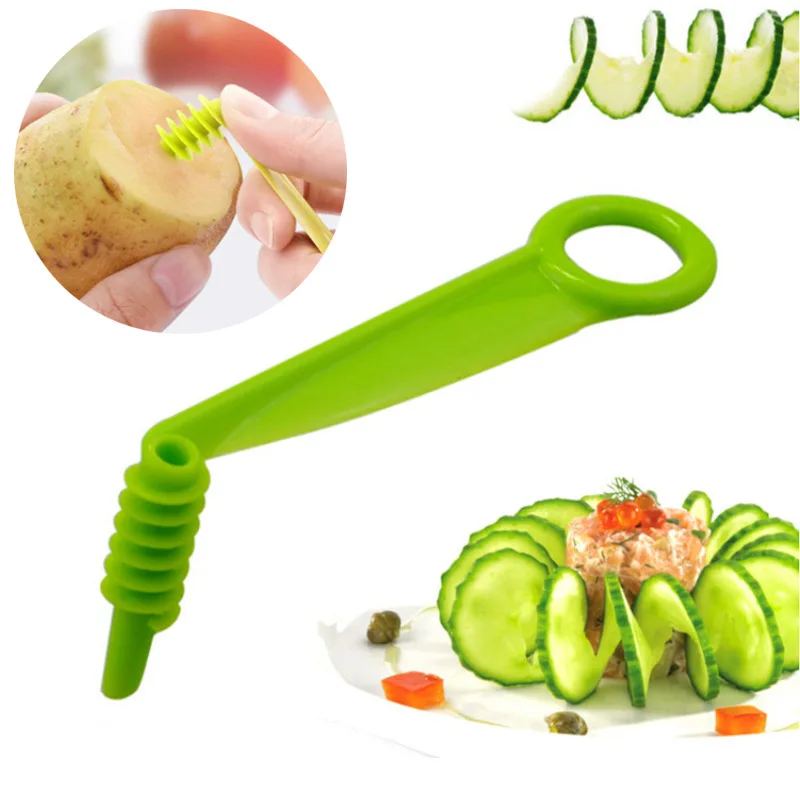 

Spiral Slicer Blade Manual Slicer Cutter Cucumber Carrot Potato Vegetables Fruit Spiral Knife Kitchen Tools Random Color