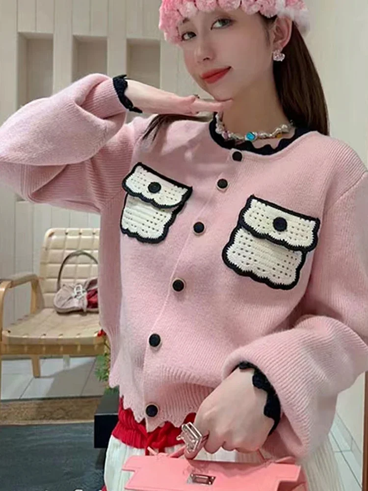 Осенне-зимнее женское повседневное однобортное трикотажное пальто с круглым