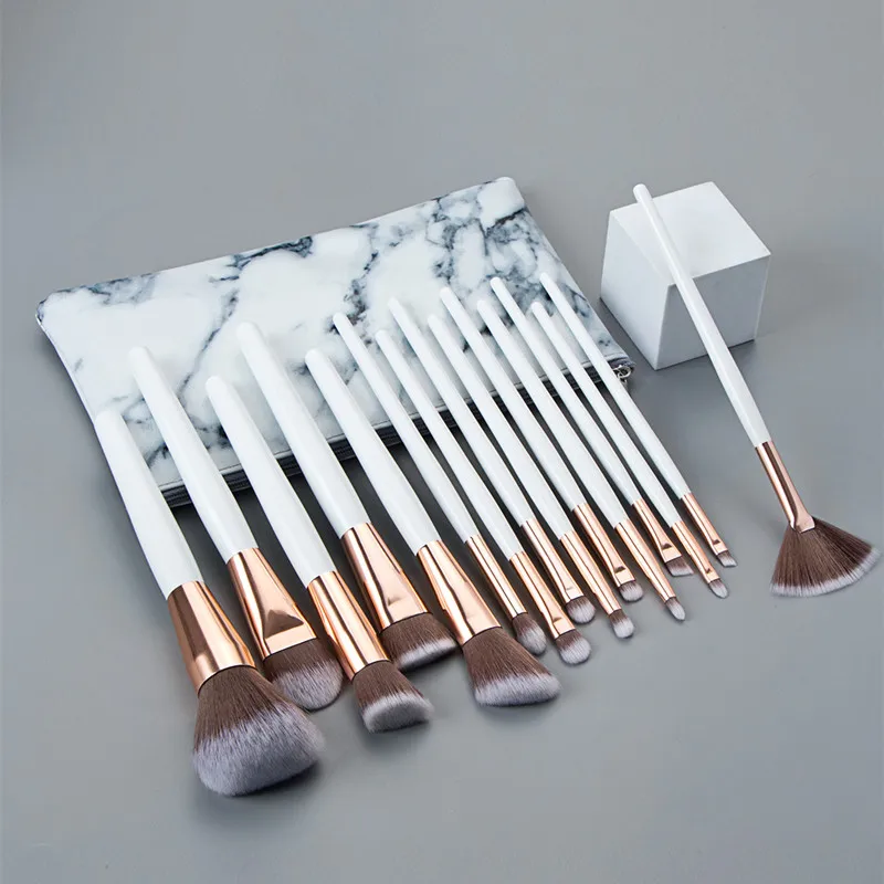 

15Pcs Fashion Beauty Cosmetic Brushes Powder Blusher Highlighter Brush Eyeshadow Blending Nose Eyebrow Lip Makeup Brushes