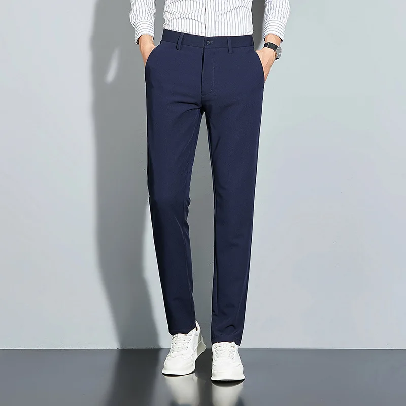 

Summer Men's Ice Silk Thin Trousers Lightweight Straight Loose Men's Pants Men's Suit Pants Stretch Casual Pants Fashion Casual
